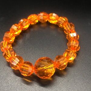 Orange Blast Clear Round Stretch Bracelet